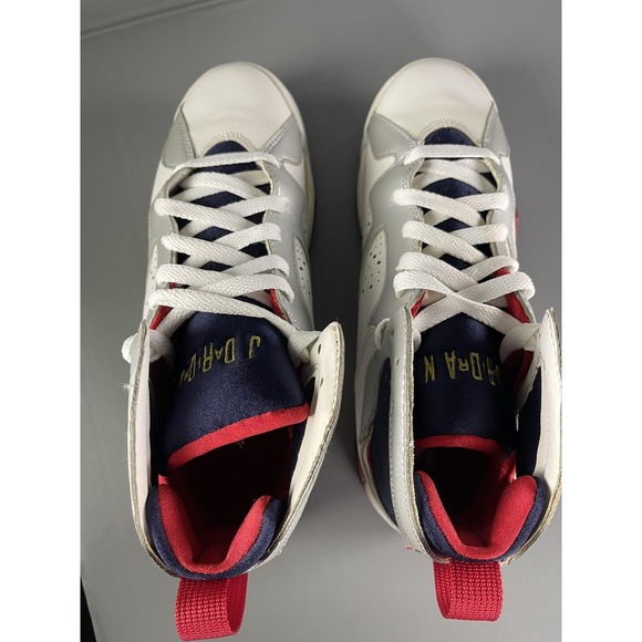 Jordan Air Jordan 7 Retro Olympic 2012 Shoes Youth 7Y White Silver 304774-135 - Picture 13 of 15